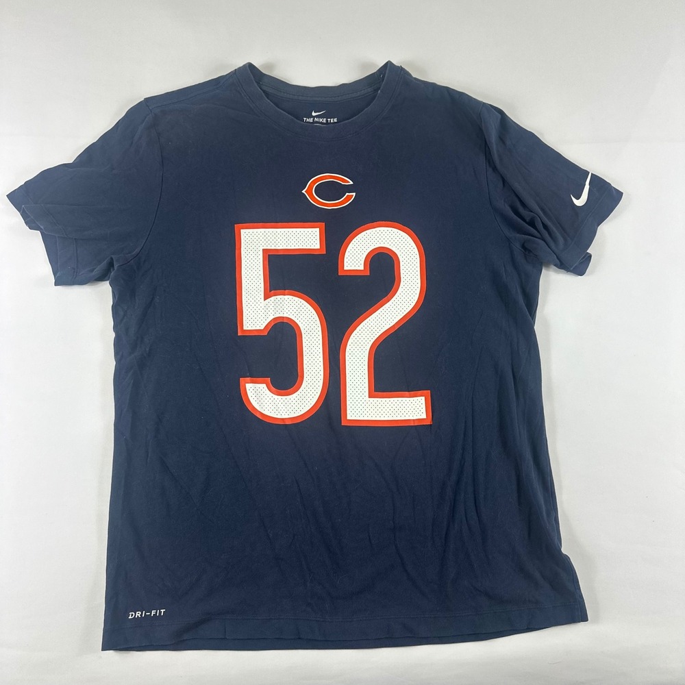Nike NFL Chicago Bears Khalil Mack Jersey T Shirt Mens Large Navy‎ Blue Dri Fit